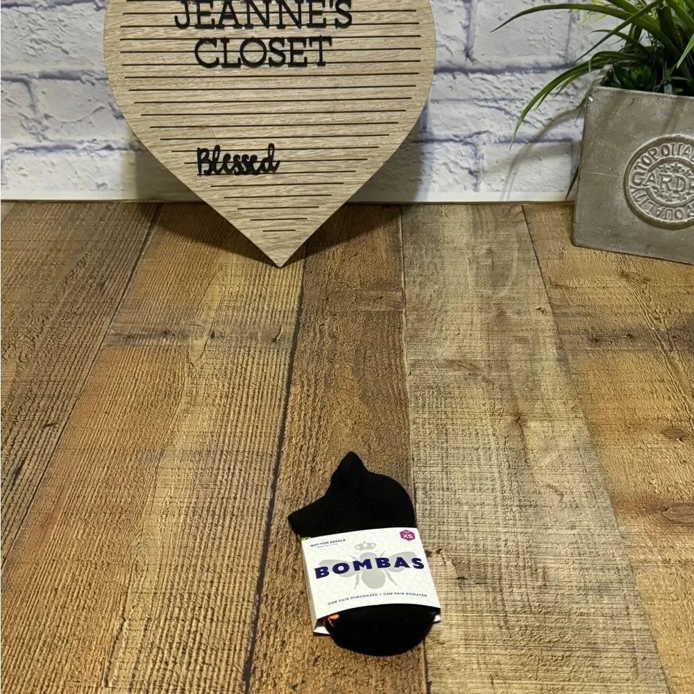 Bombas Bee Socks Better Kids Black Performance Footbed Ankle Size XS